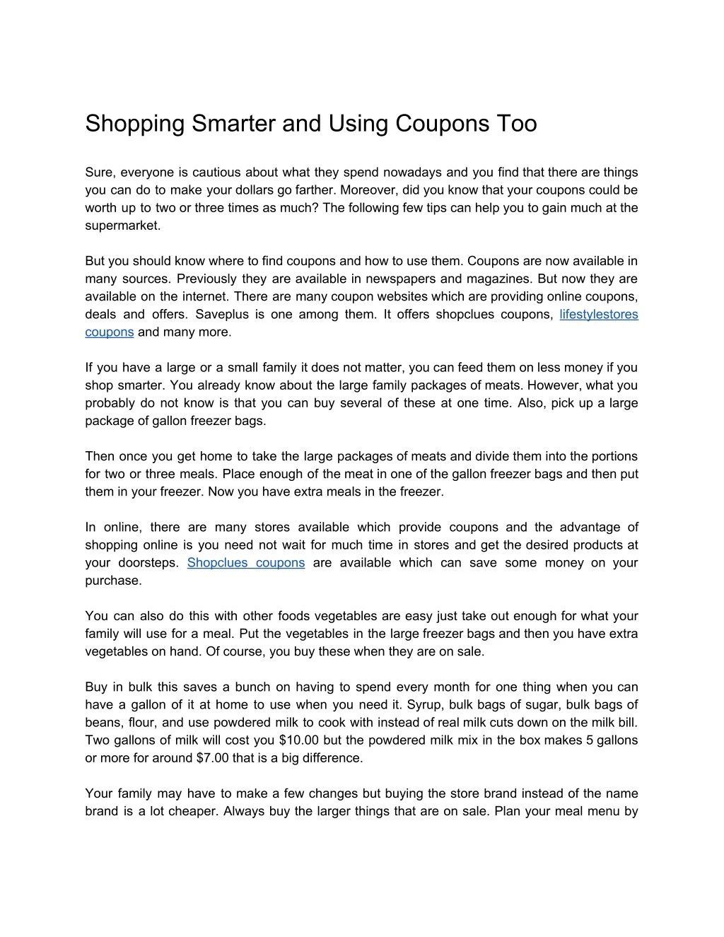 shopping smarter and using coupons too