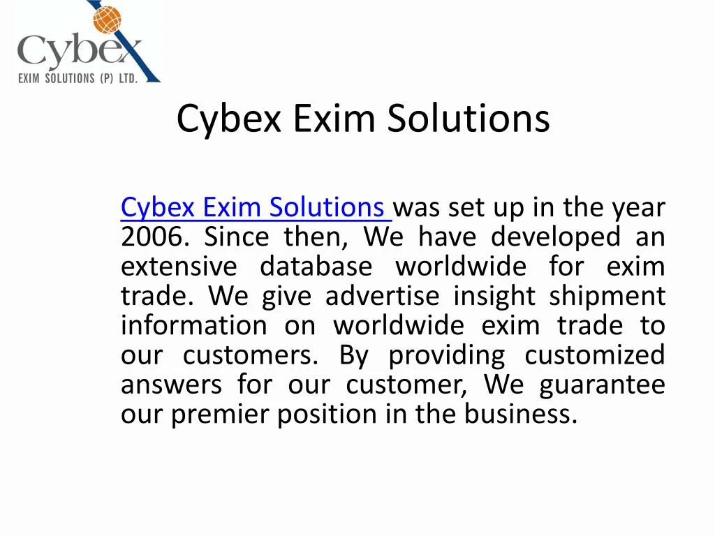 cybex exim solutions