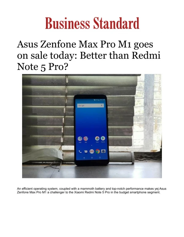 Asus Zenfone Max Pro M1 goes on sale today: Better than Redmi Note 5 Pro? 