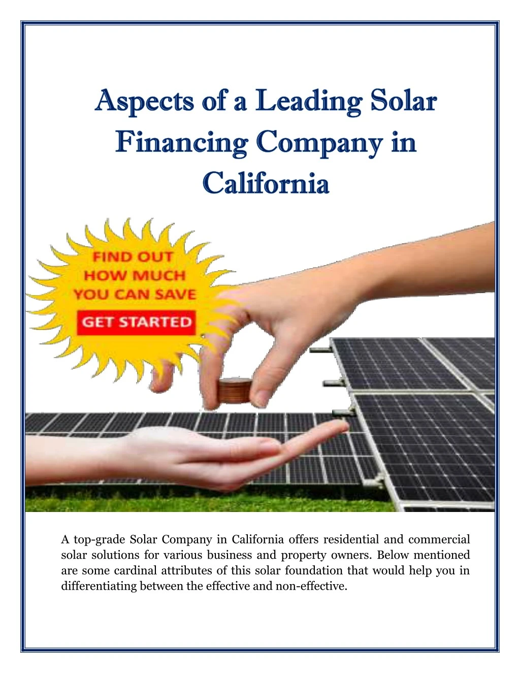 a top grade solar company in california offers
