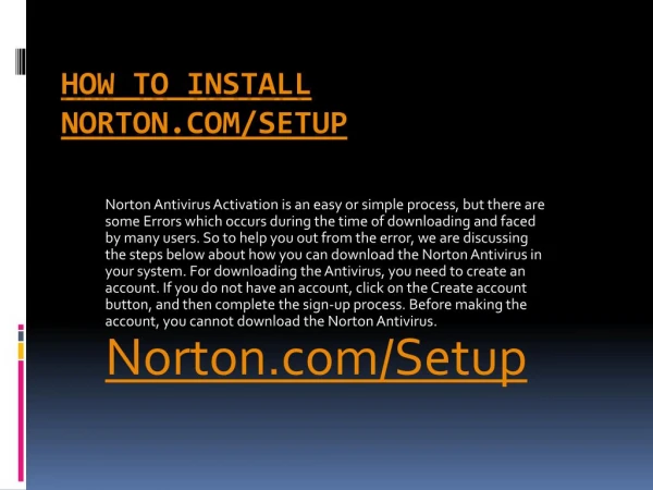 How to install Norton Setup