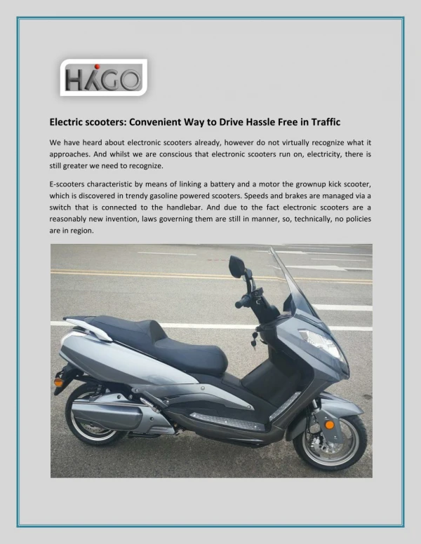 Electric scooters: Convenient Way to Drive Hassle Free in Traffic