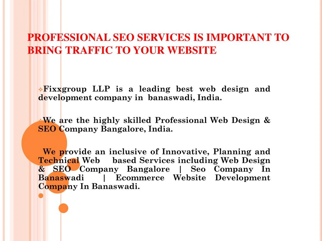 professional seo services is important to bring traffic to your website