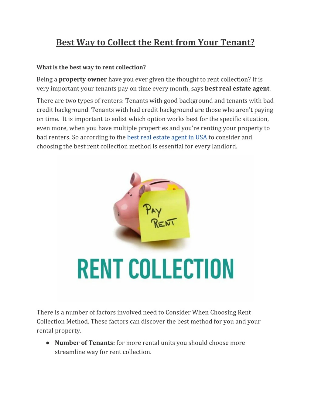 best way to collect the rent from your tenant