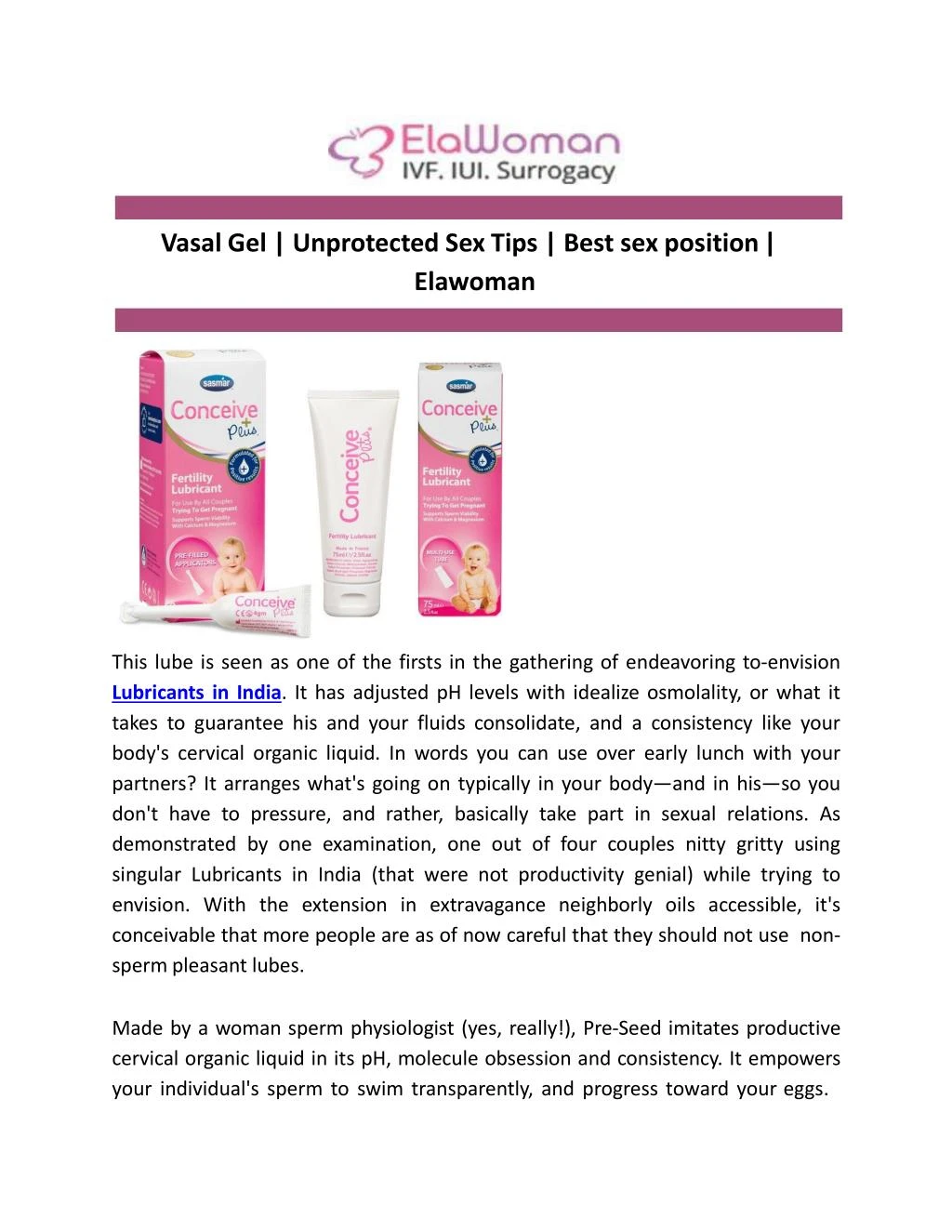 vasal gel unprotected sex tips best sex position