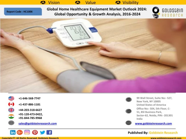 Global Home Healthcare Equipment Market Outlook 2024: Global Opportunity & Growth Analysis, 2016-2024