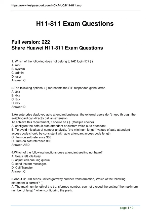 Testpassport H11-811 Real Exam Questions
