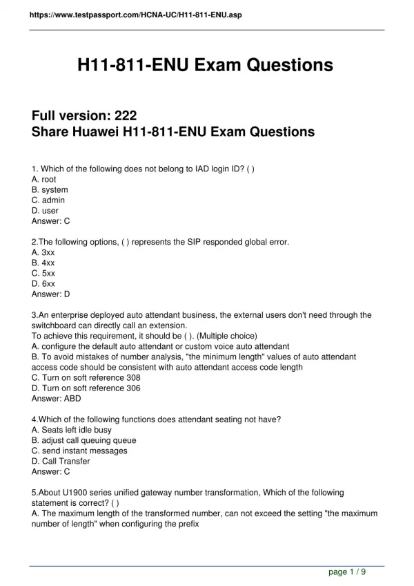 H11-811-ENU Real Questions and Answers