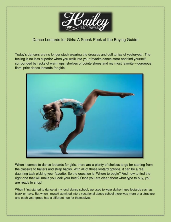 Dance Leotards for Girls: A Sneak Peek at the Buying Guide!