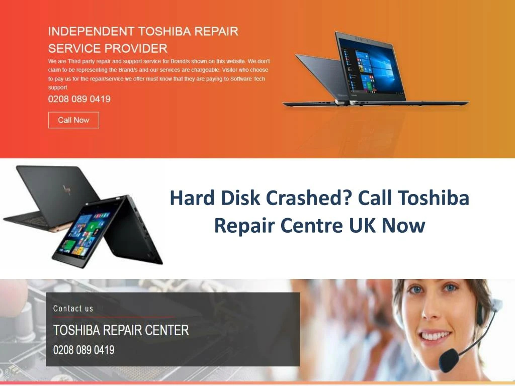 hard disk crashed call toshiba repair centre uk now