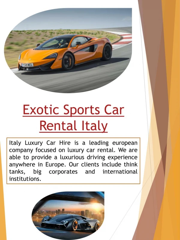 Exotic Sports Car Rental Italy