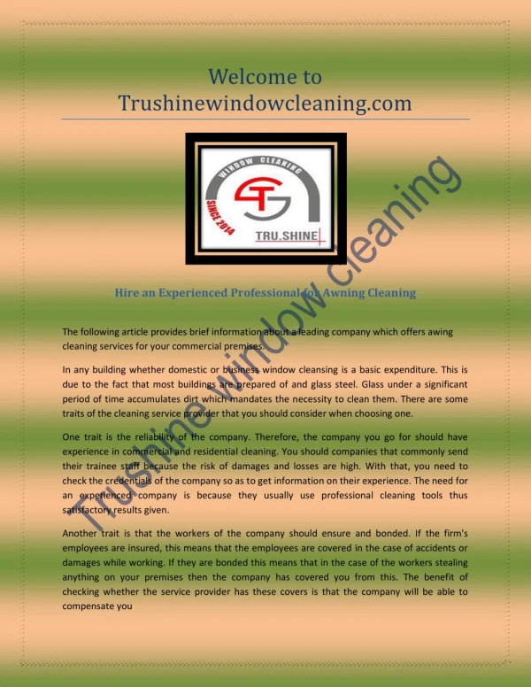 Window Cleaning Texas at Trushinewindowcleaning.com