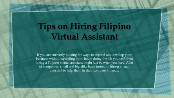 Tips on Hiring Filipino Virtual Assistant