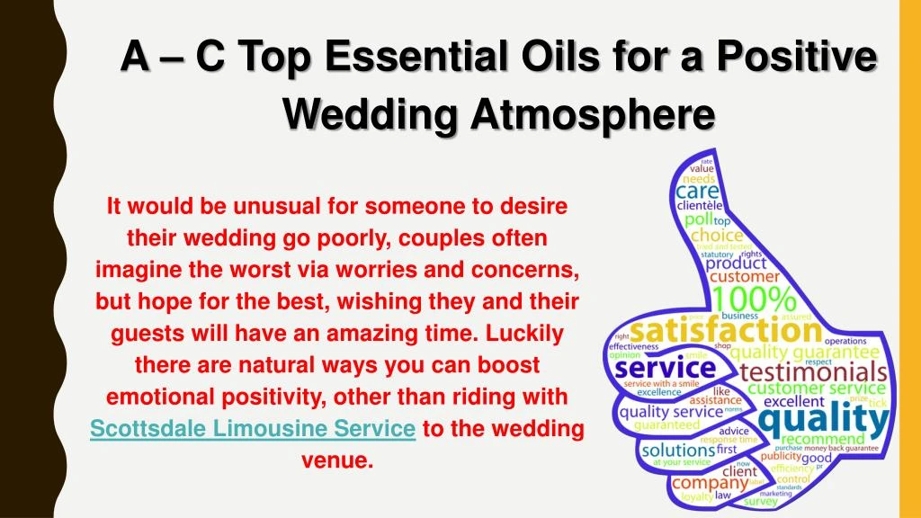 a c top essential oils for a positive wedding
