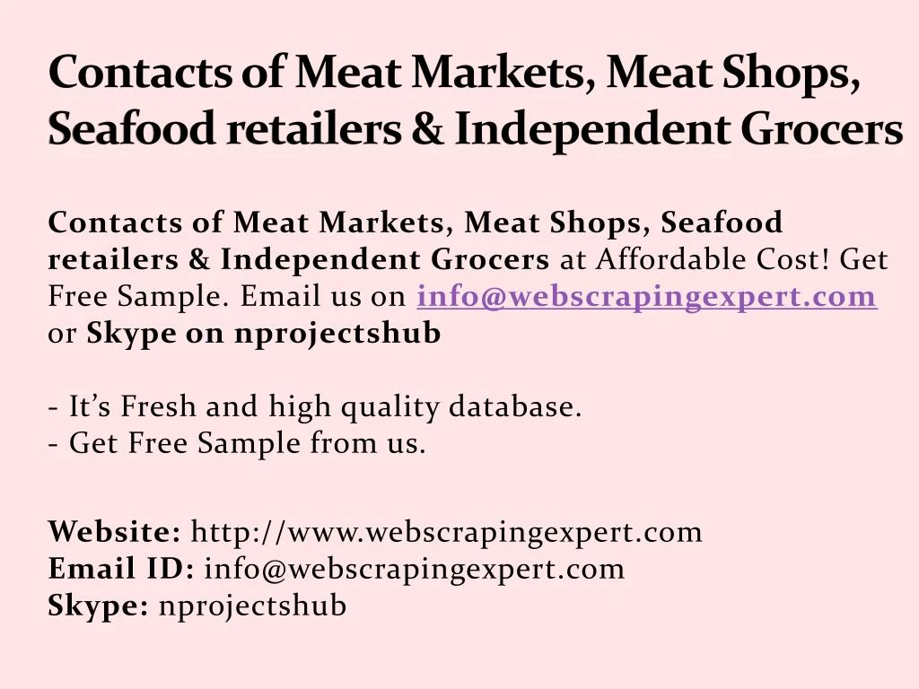 contacts of meat markets meat shops seafood retailers independent grocers