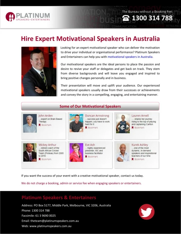 Hire Expert Motivational Speakers in Australia