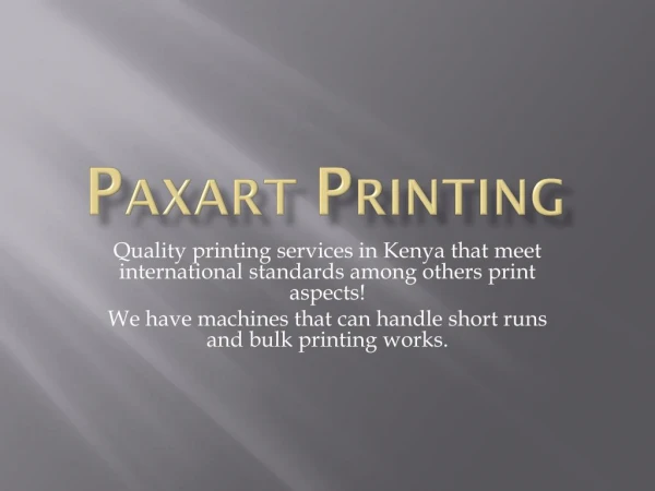 Paxart Printing Presentation