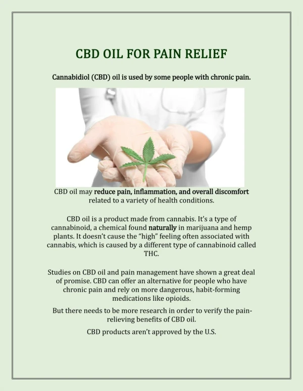 CBD OIL FOR PAIN RELIEF