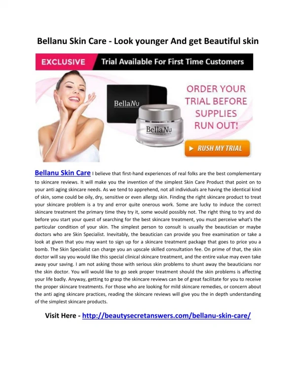 Bellanu Skin Care - Look younger And get Beautiful skin