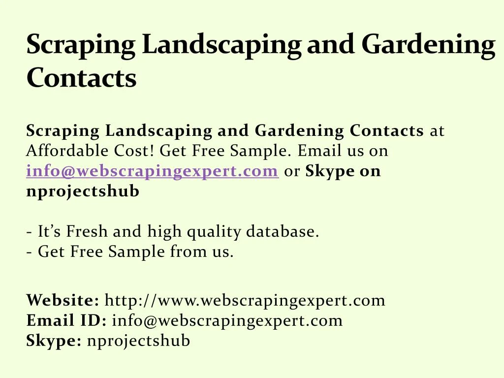 scraping landscaping and gardening contacts