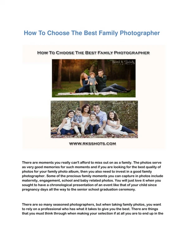 How To Choose The Best Family Photographer