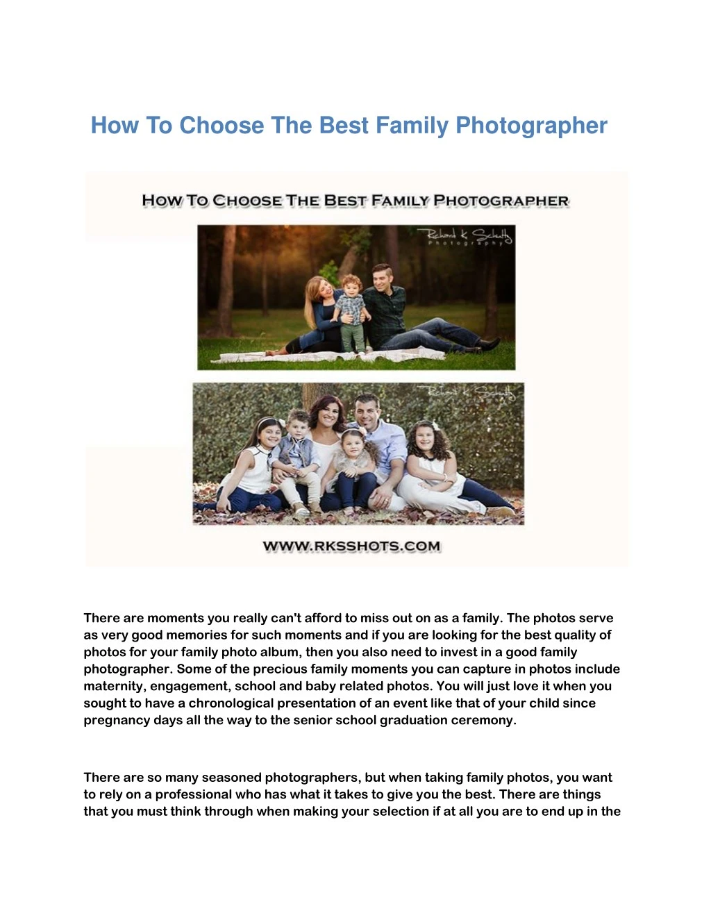 how to choose the best family photographer