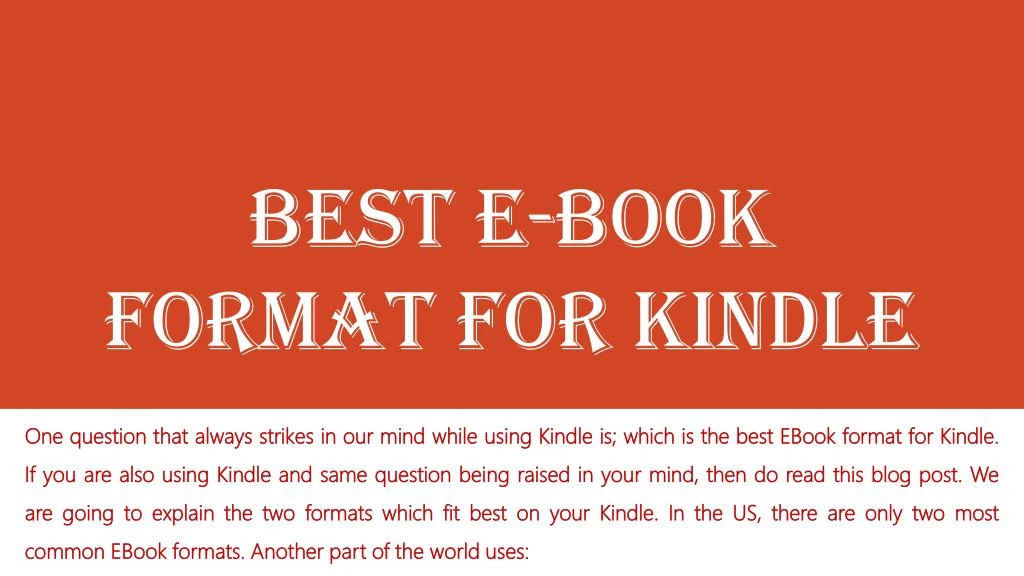 best e book format for kindle