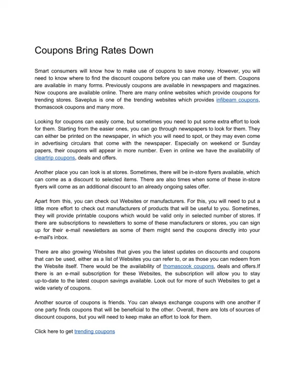 Coupons Bring Rates Down