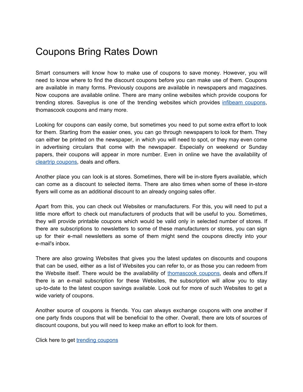 coupons bring rates down