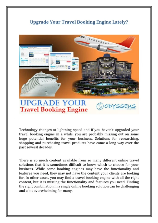 Upgrade Your Travel Booking Engine Lately?
