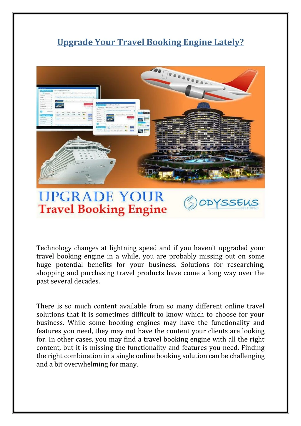 upgrade your travel booking engine lately