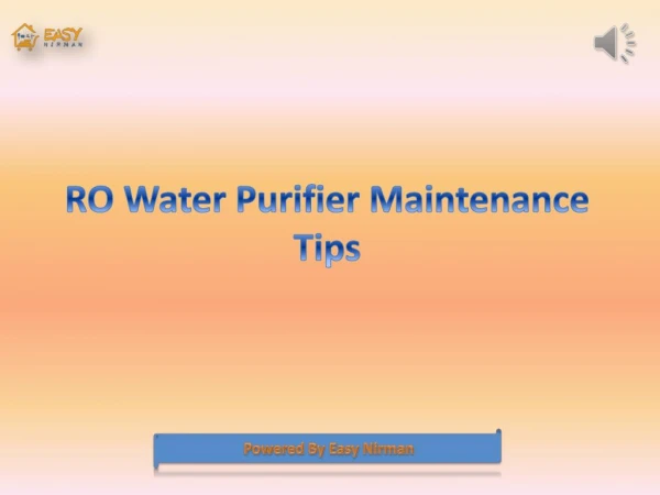 RO Water Purifier Maintenance Tips | Easy Nirman