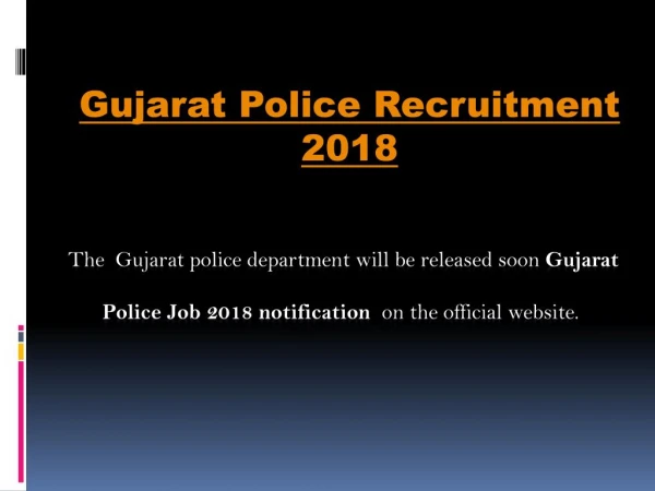 Gujarat Police recruitment 2018