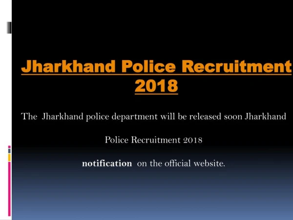 Jharkhand Police Recruitment 2018