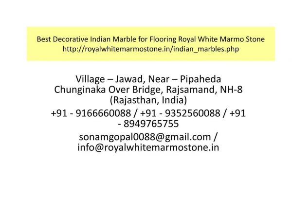 Best Decorative Indian Marble for Flooring Royal White Marmo Stone
