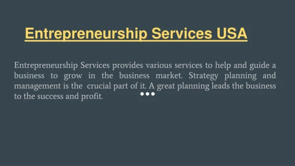 Entrepreneurship Services USA