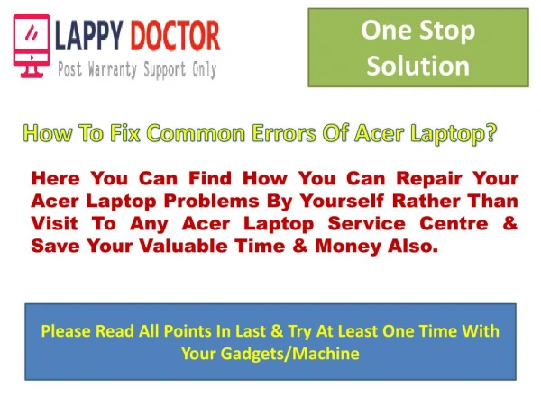 You Repair Your Acer Laptop At Your Home & Save Money and Time
