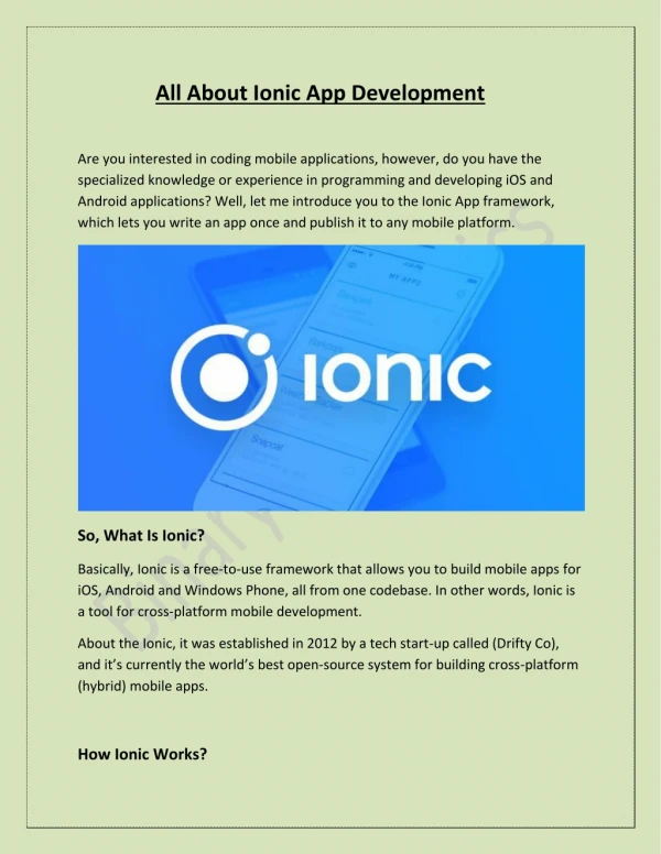 all about ionic app development