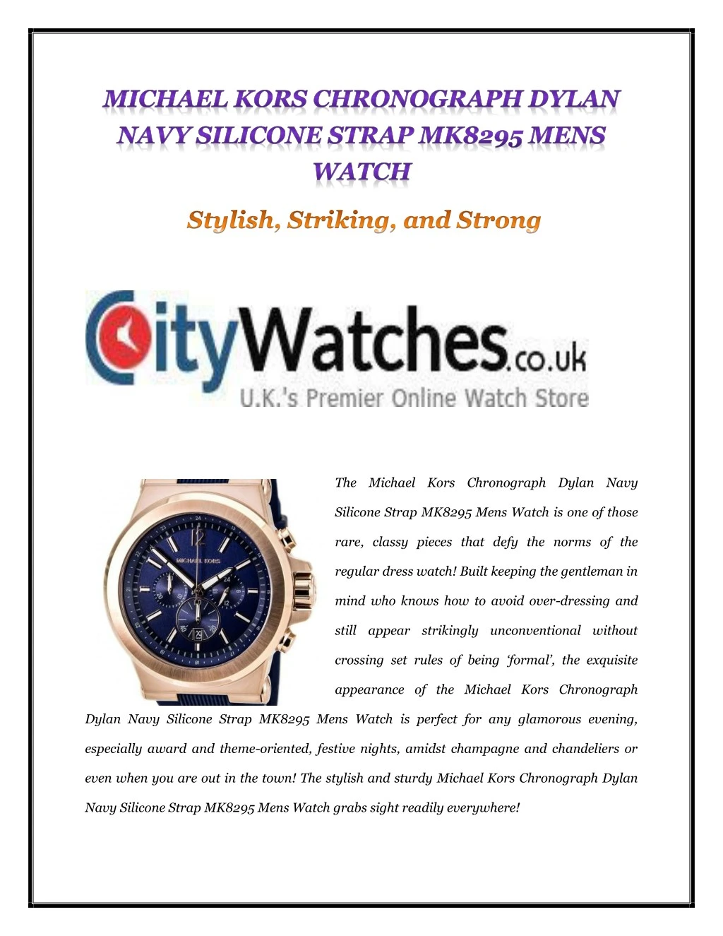 the michael kors chronograph dylan navy