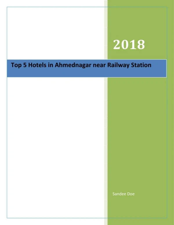 Top 5 Hotels in Ahmednagar near Railway Station