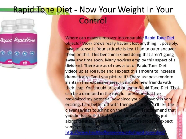 Rapid Tone Diet - Now Your Weight In Your Control