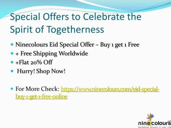 Ninecolours Eid Special Buy 1 Get 1 Free Offer