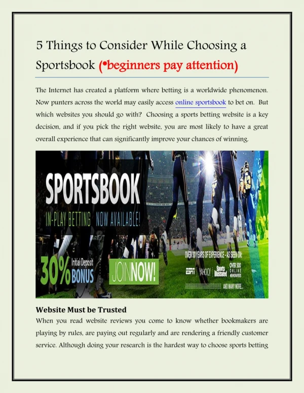 5 Things to Consider While Choosing a Sportsbook