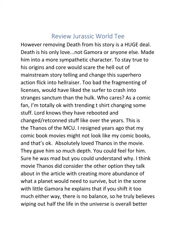 Review Jurassic World Tee