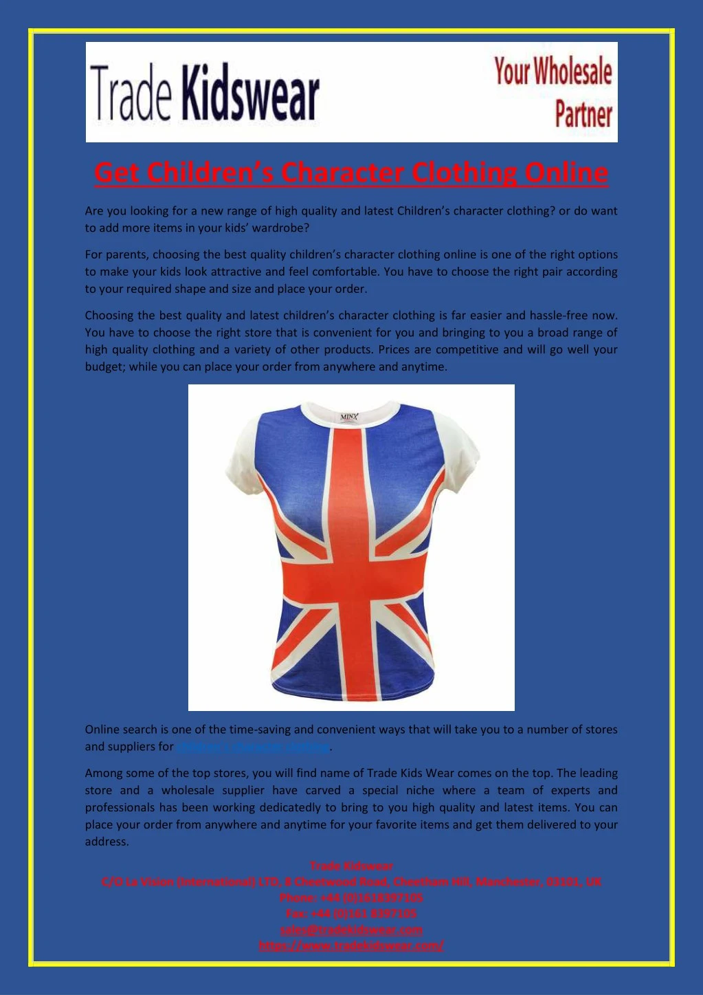 get children s character clothing online