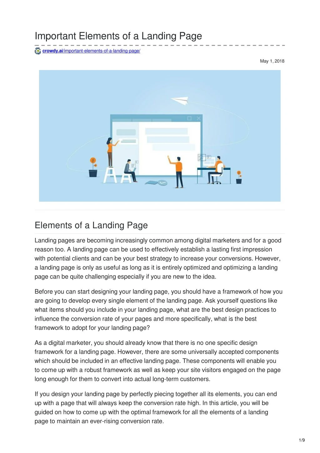 important elements of a landing page
