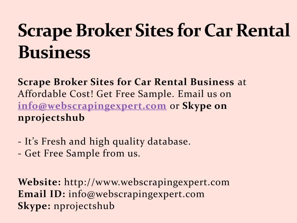 scrape broker sites for car rental business