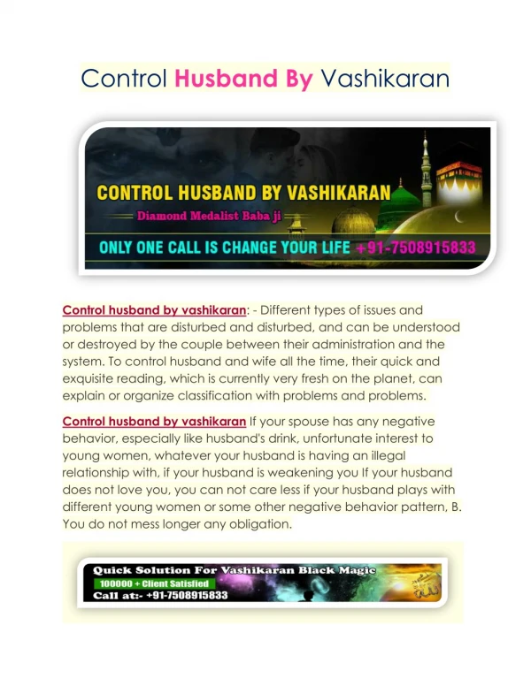 Control Husband By Vashikaran | 91-7508915833 | Delhi | Mumbai
