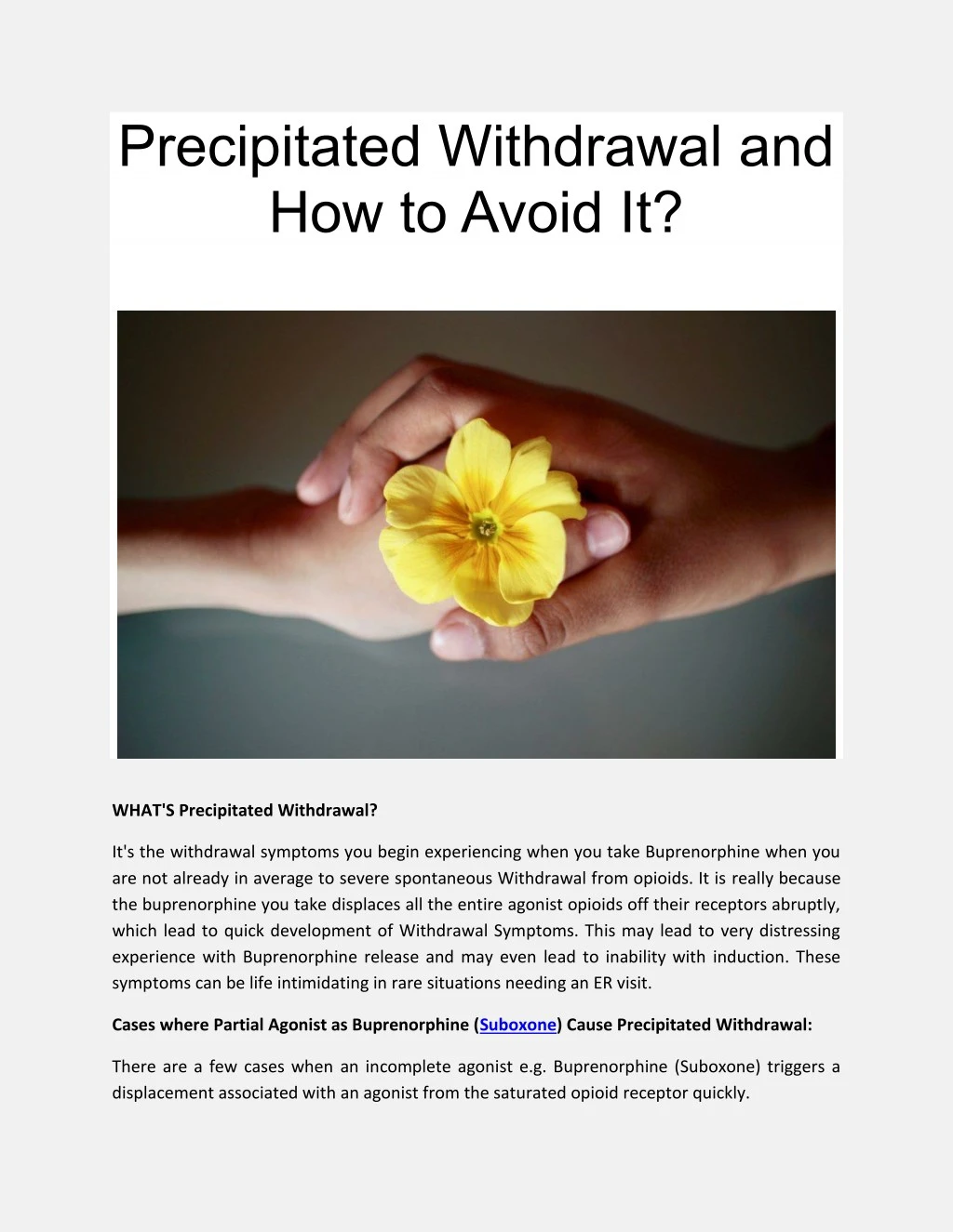 precipitated withdrawal and how to avoid it