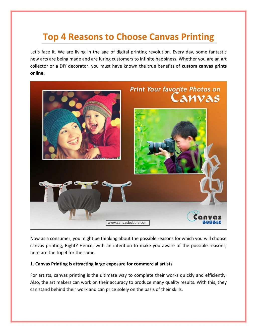 top 4 reasons to choose canvas printing